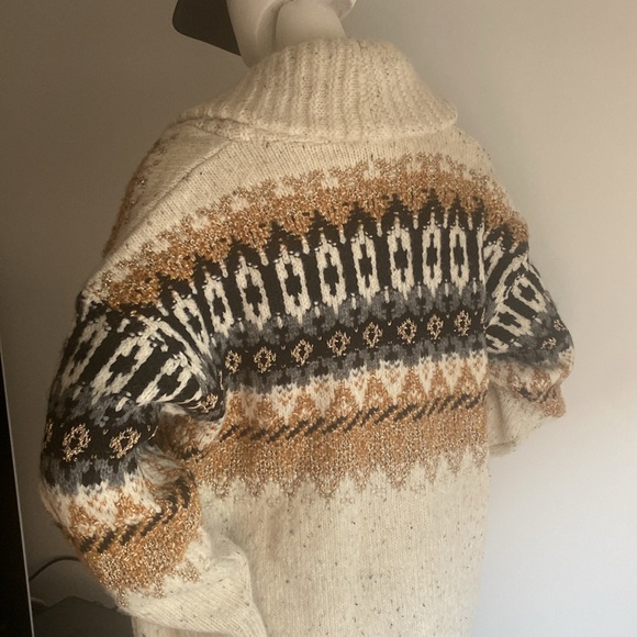 NWT Anthropologie Holiday Fairisle open Front Shawl Collar Cardigan Sz L NWT - Picture 12 of 16